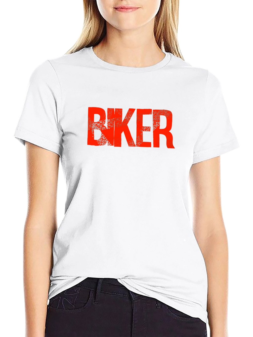 Biker Graphic T-Shirt - Bold Red Print on Black