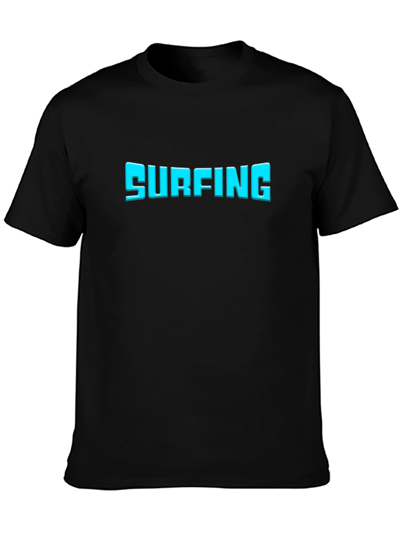Surfing Graphic Tee - Black Cotton T-Shirt