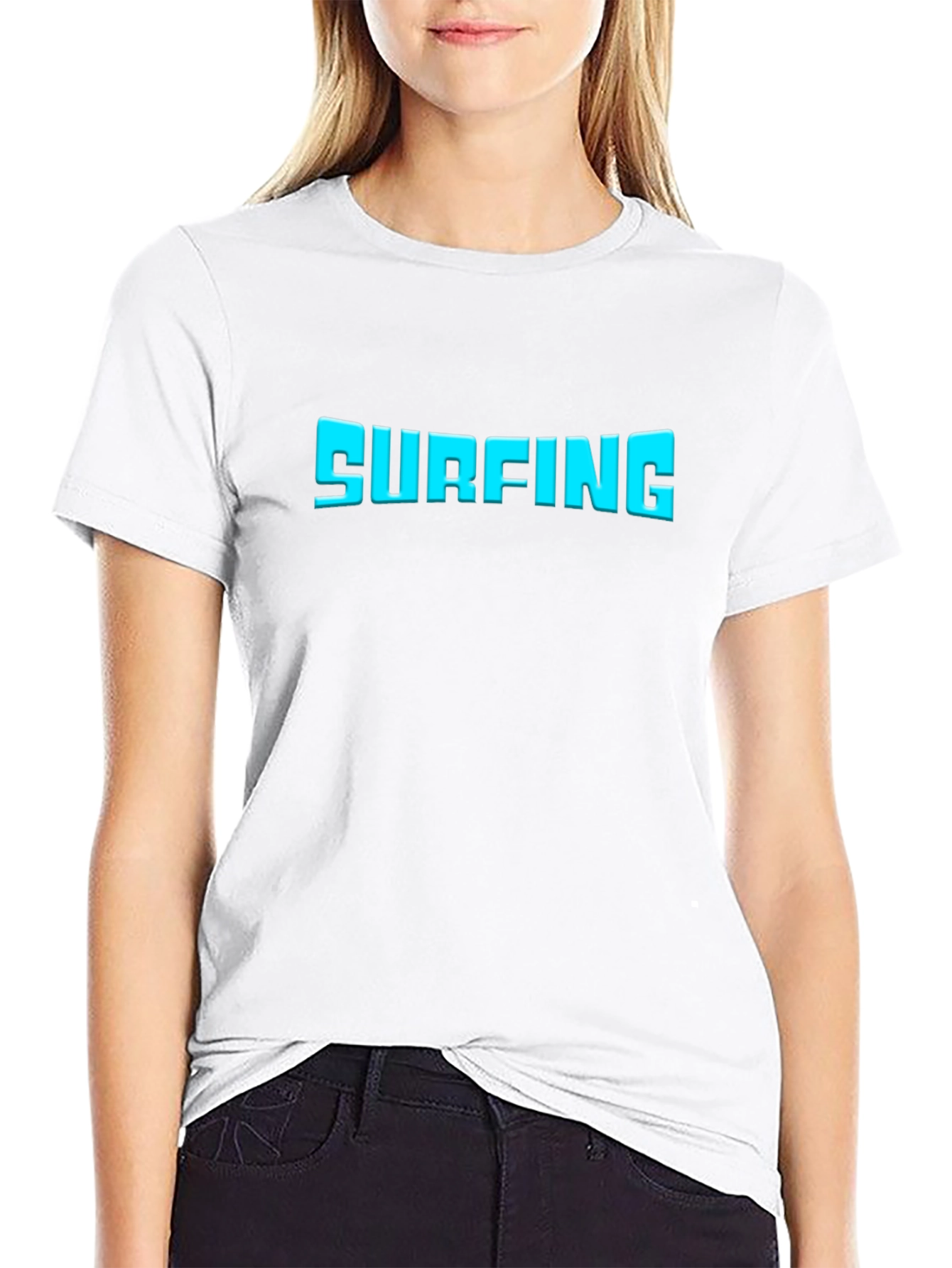 Surfing Graphic Tee - Black Cotton T-Shirt