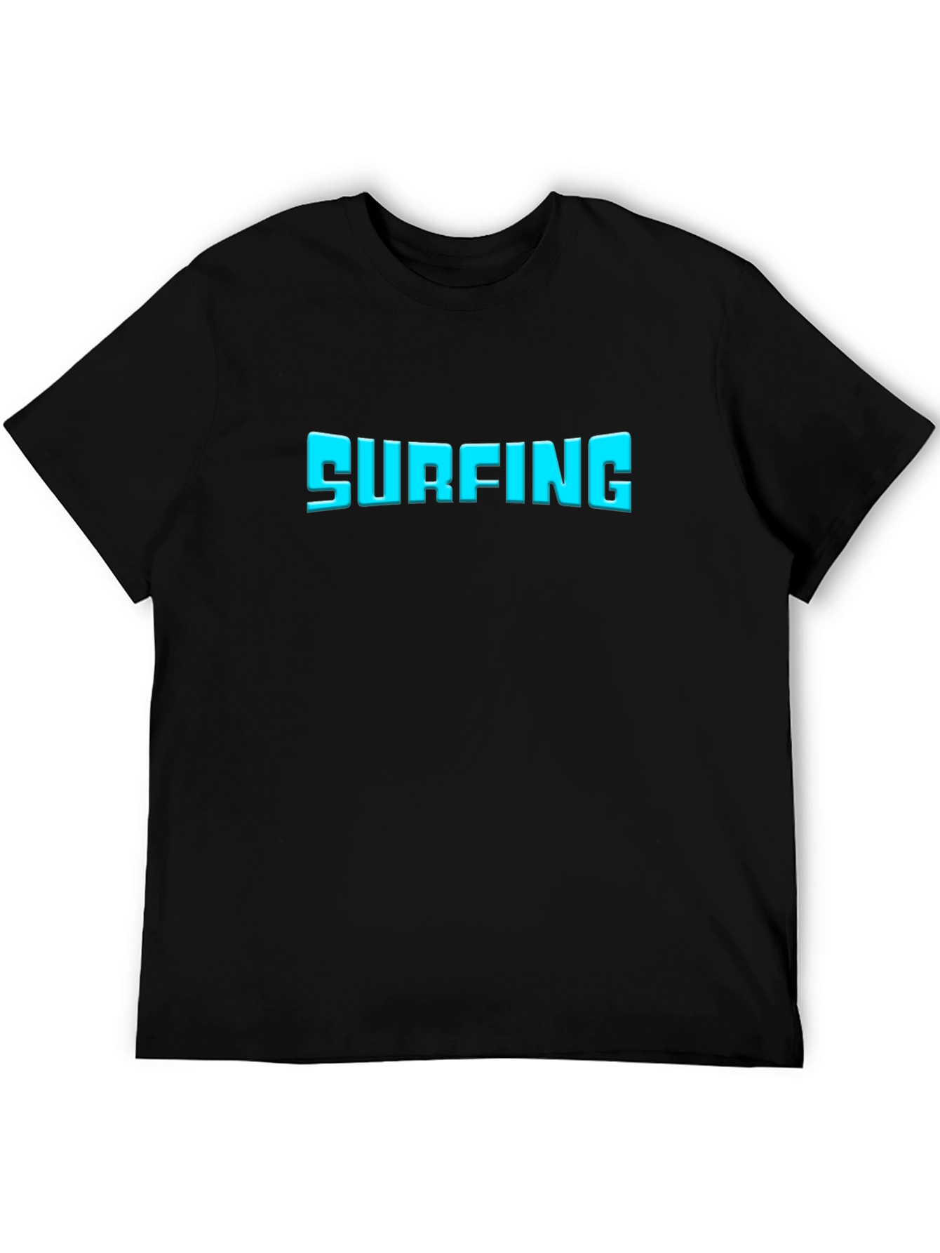 Surfing Graphic Tee - Black Cotton T-Shirt