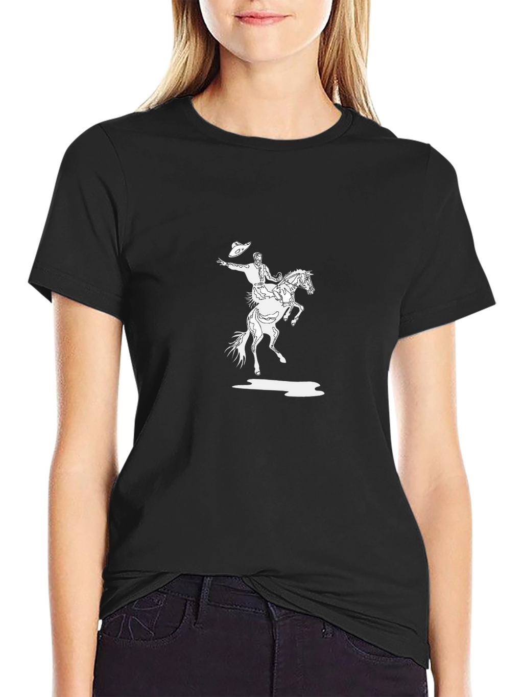 Black T-Shirt with Cowboy Graphic