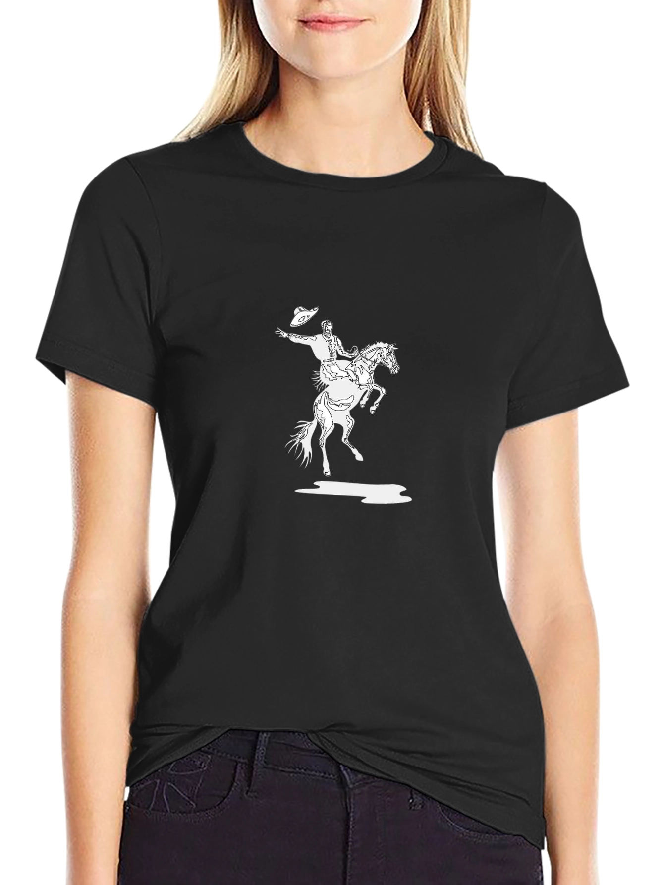 Black T-Shirt with Cowboy Graphic