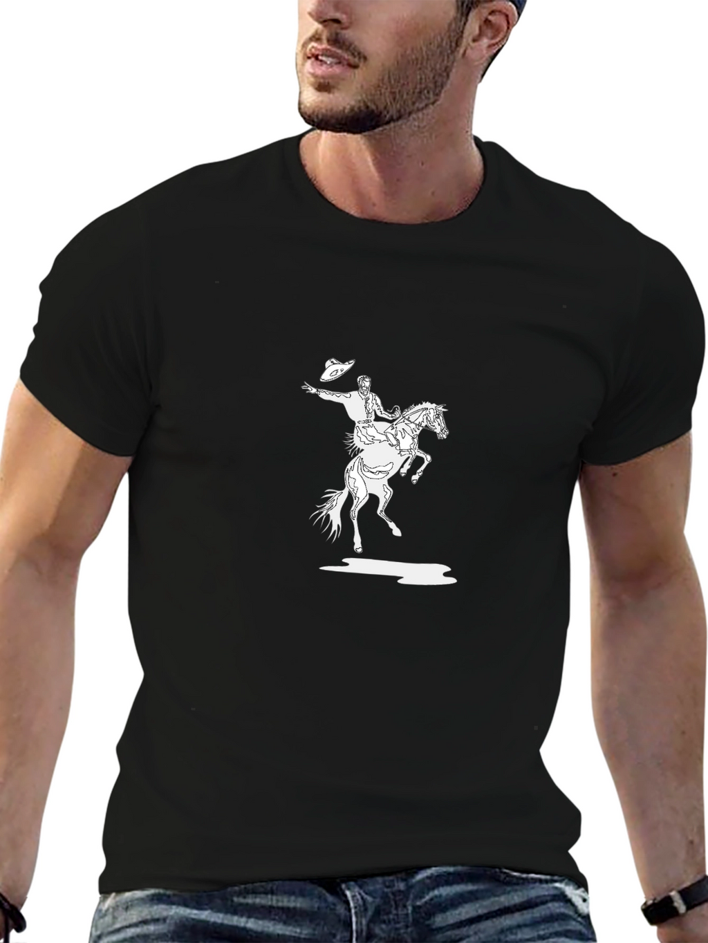 Black T-Shirt with Cowboy Graphic