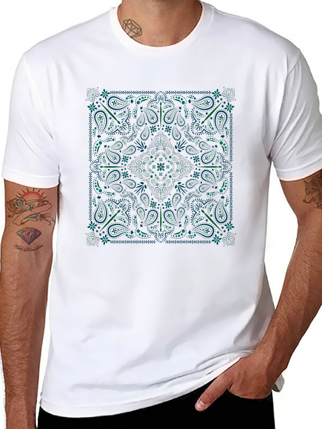 Black Bandana Paisley Graphic T-Shirt