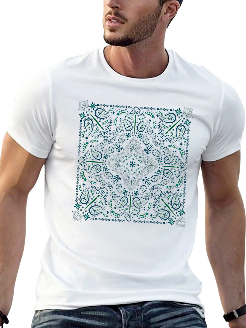 Black Bandana Paisley Graphic T-Shirt