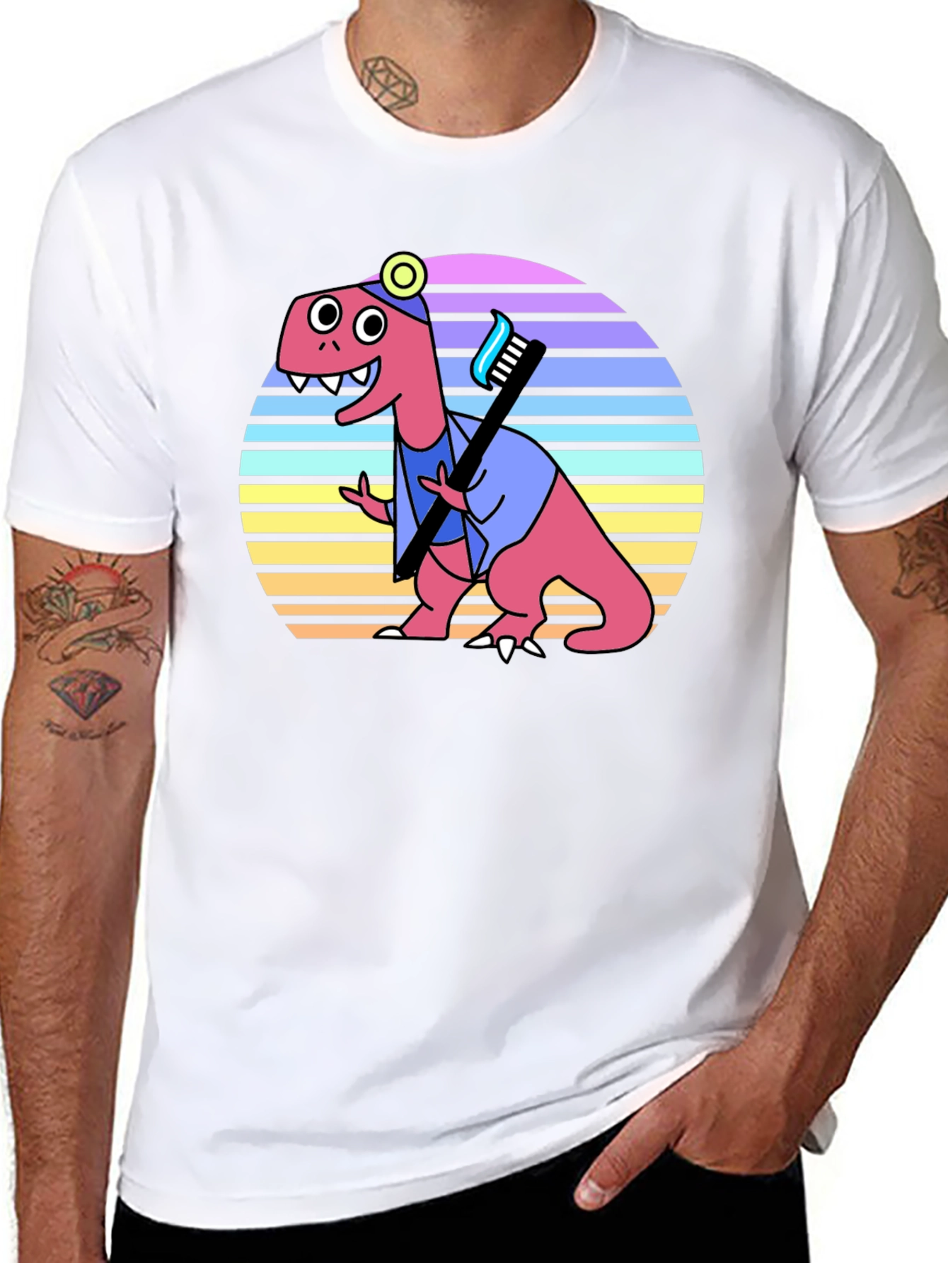 Dino Dentist T-Shirt - Novelty Graphic Tee