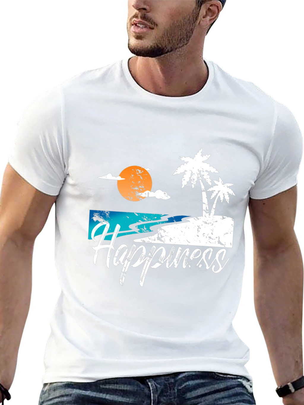 Happiness Island Graphic T-Shirt -  Casual Wear