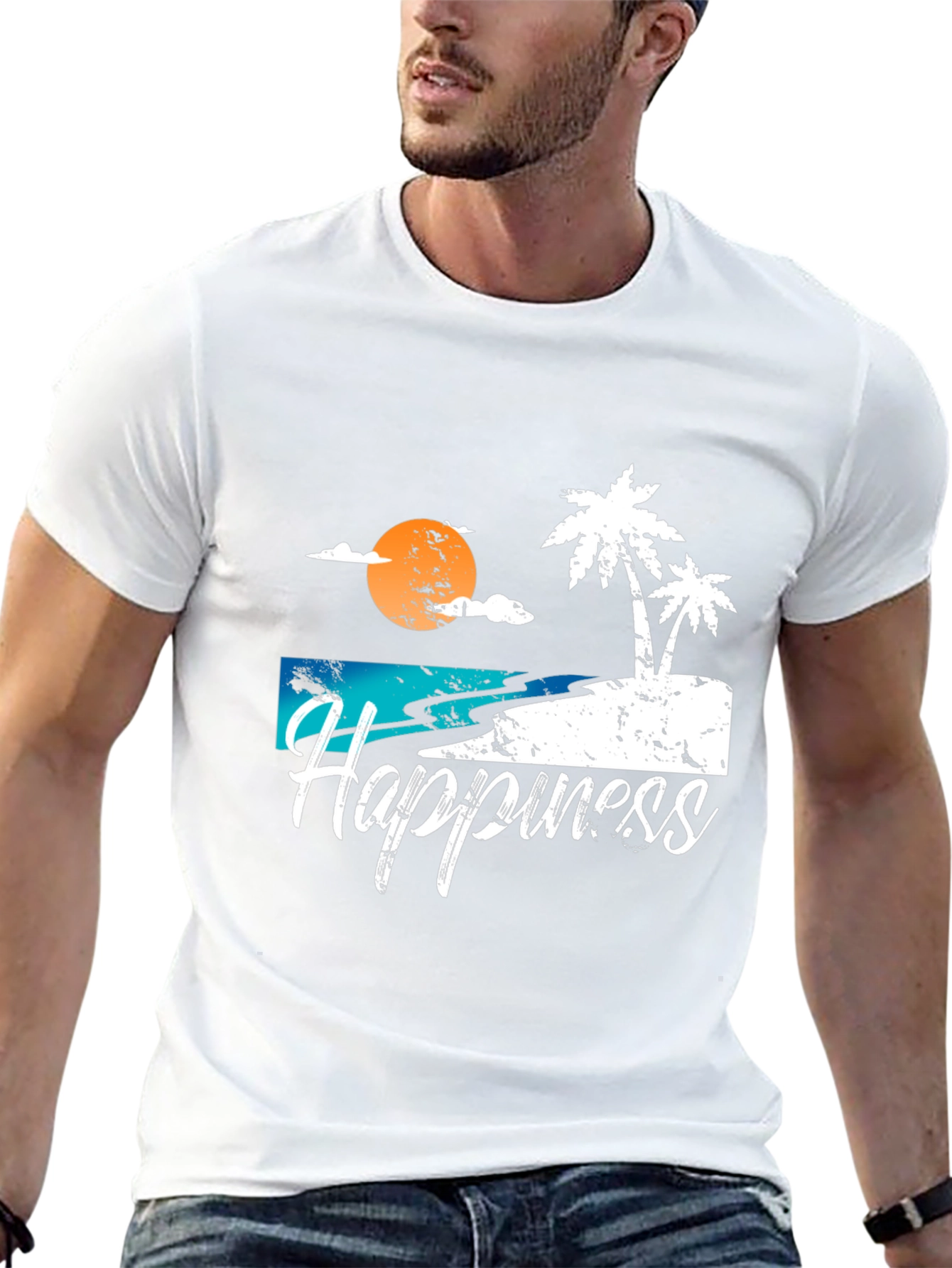 Happiness Island Graphic T-Shirt -  Casual Wear
