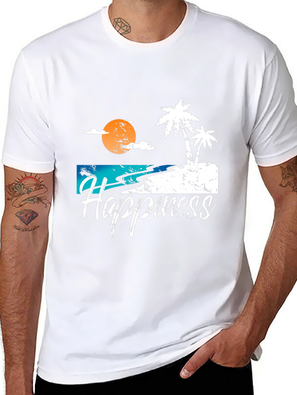 Happiness Island Graphic T-Shirt -  Casual Wear