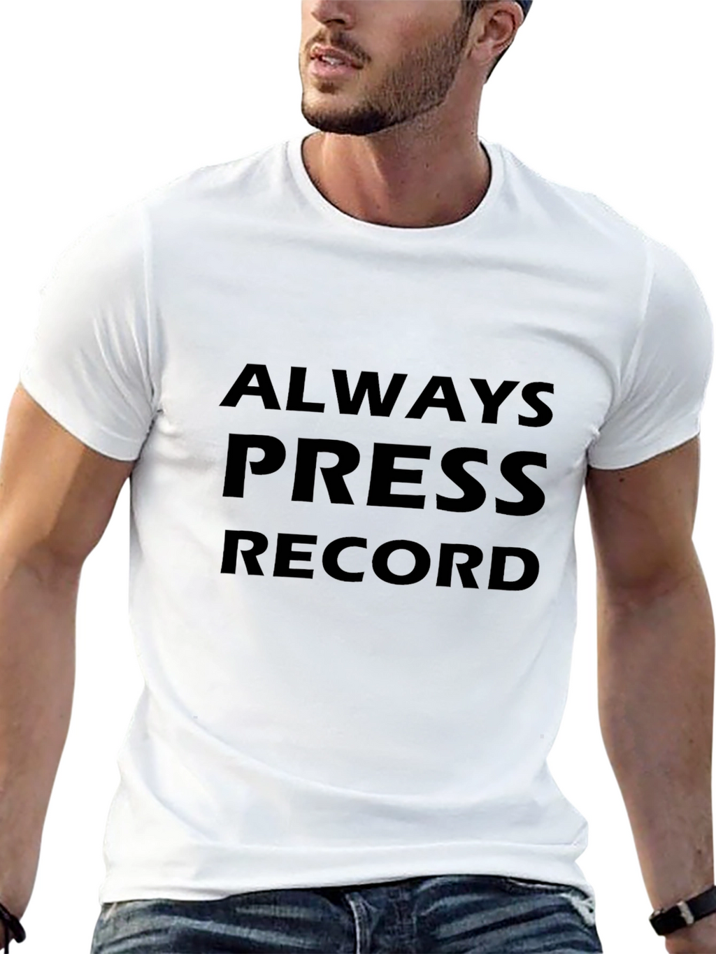 Always Press Record Black Graphic Tee