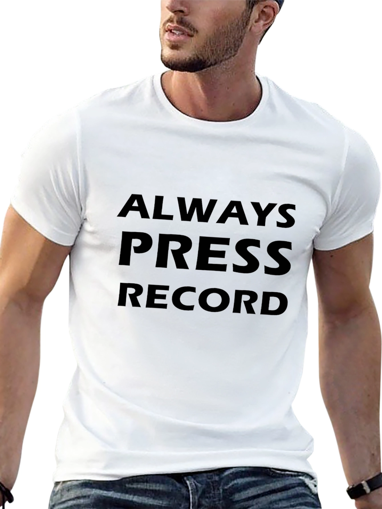 Always Press Record Black Graphic Tee