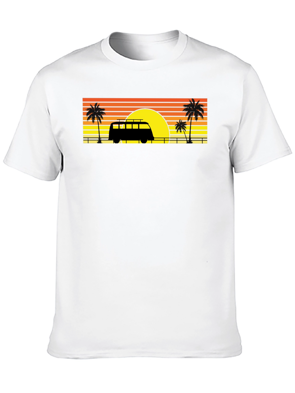 Sunset Van Palm Tee - Retro Beach Vibes