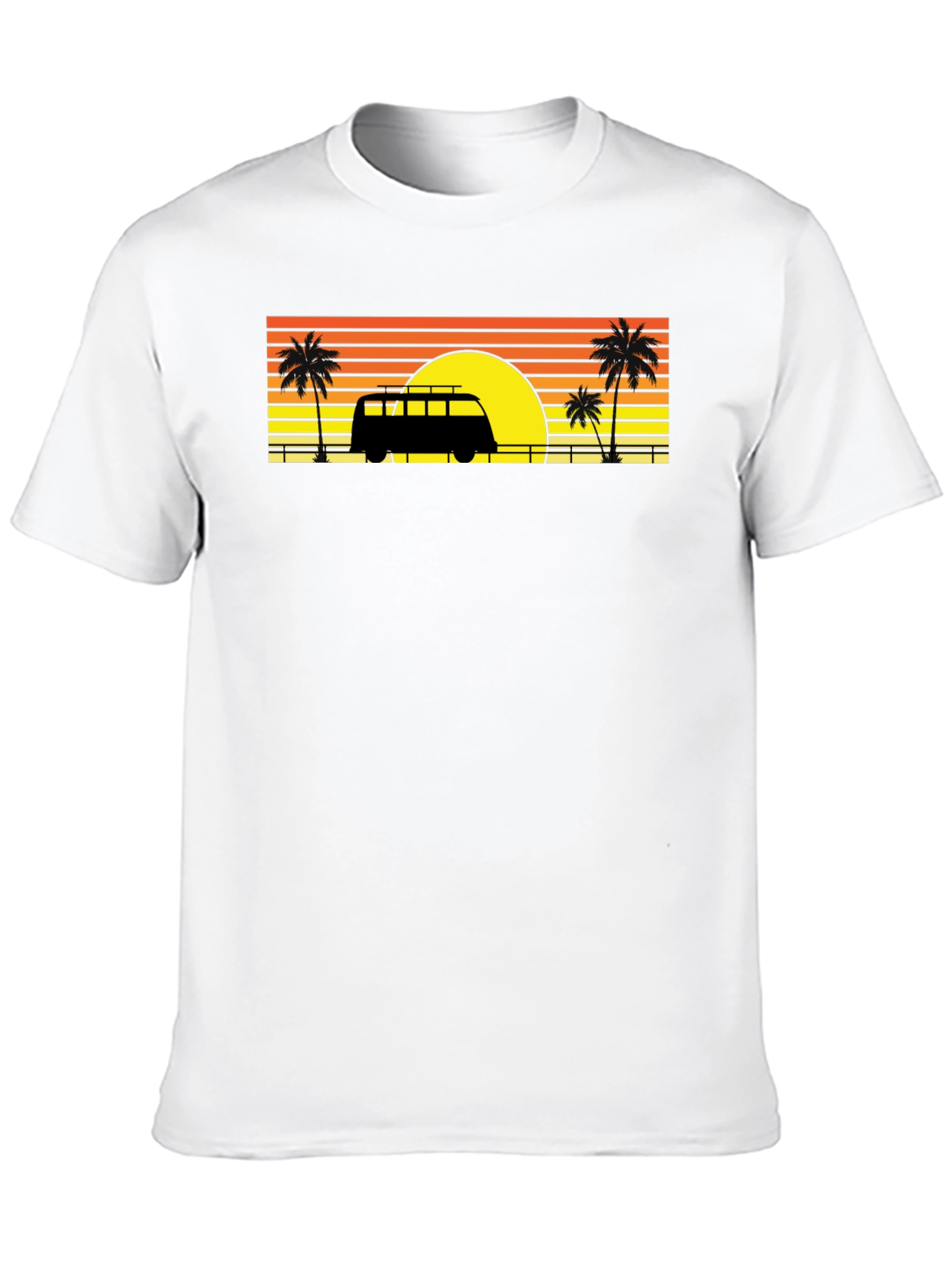 Sunset Van Palm Tee - Retro Beach Vibes
