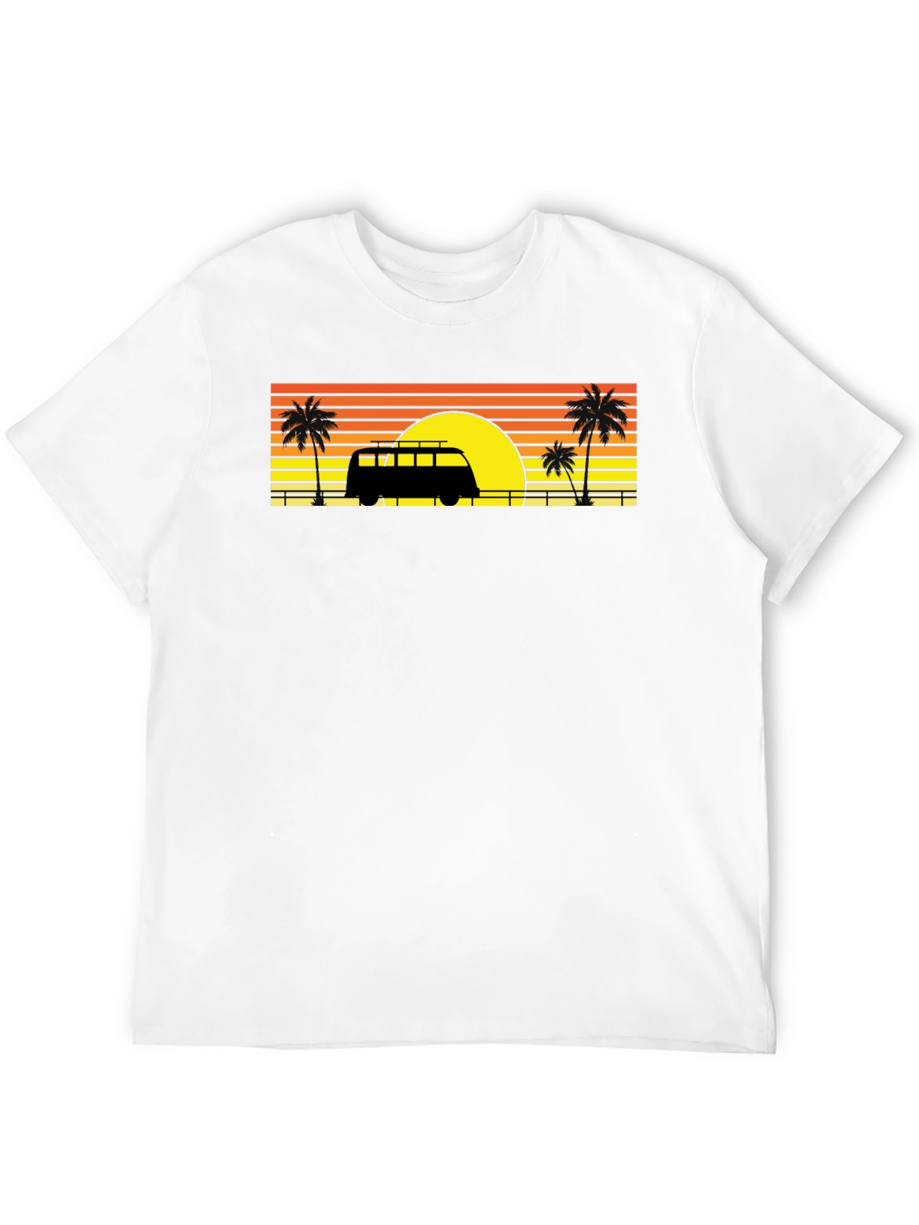 Sunset Van Palm Tee - Retro Beach Vibes