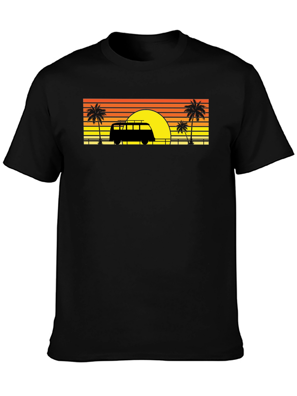 Sunset Van Palm Tee - Retro Beach Vibes