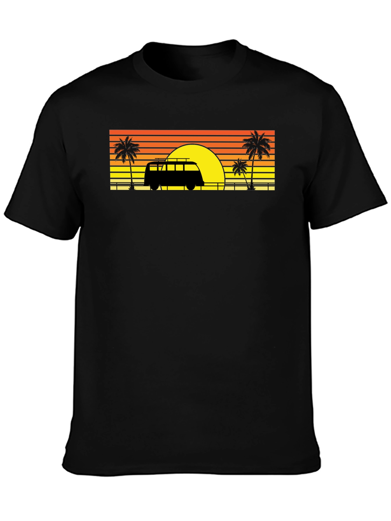 Sunset Van Palm Tee - Retro Beach Vibes