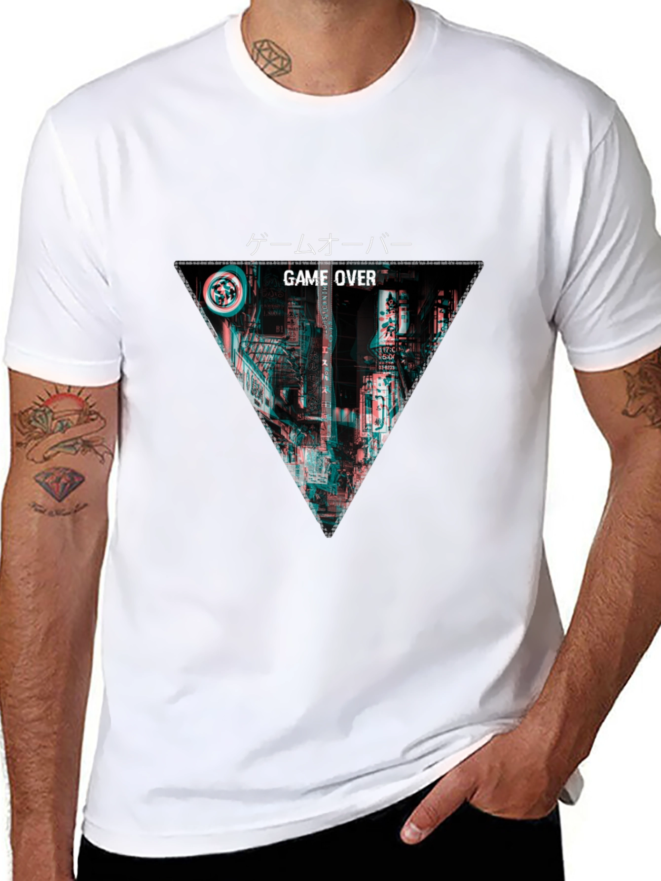 Game Over Glitch Style Graphic T-Shirt