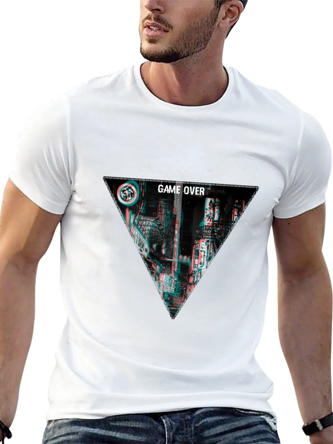 Game Over Glitch Style Graphic T-Shirt