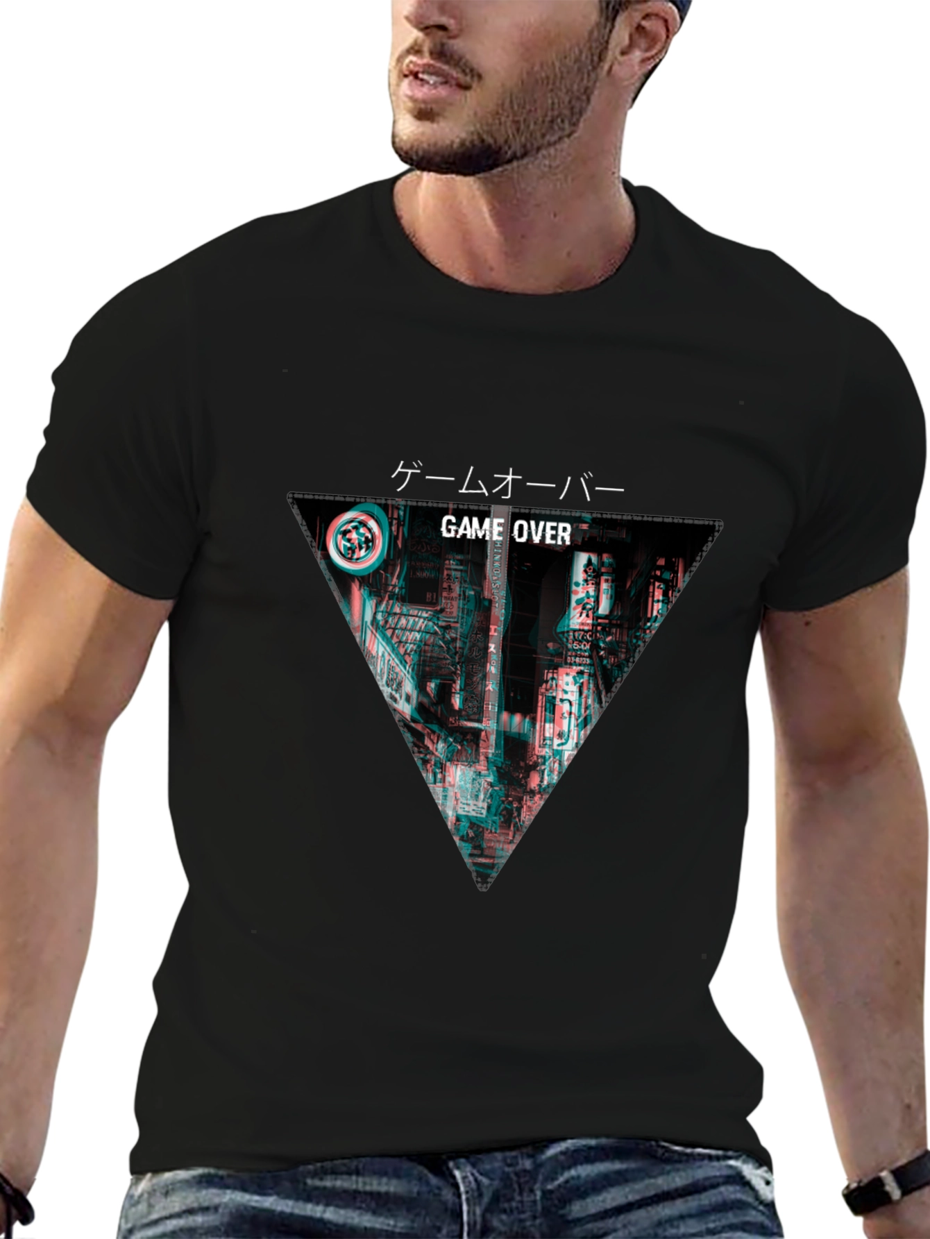 Game Over Glitch Style Graphic T-Shirt