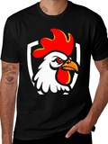 Rooster Graphic T-Shirt - Black Cotton Tee