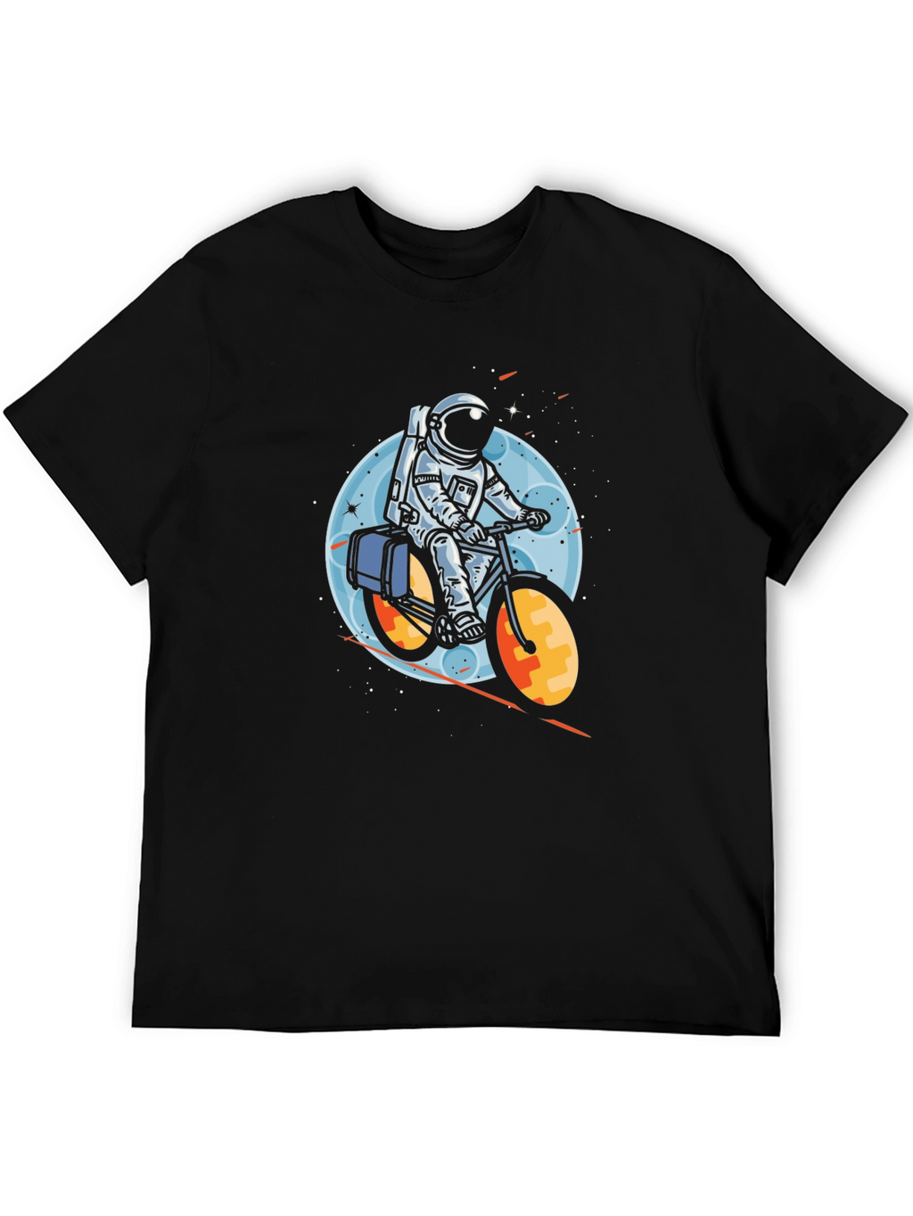 Astronaut Biker Graphic Tee - Space Adventure T-Shirt