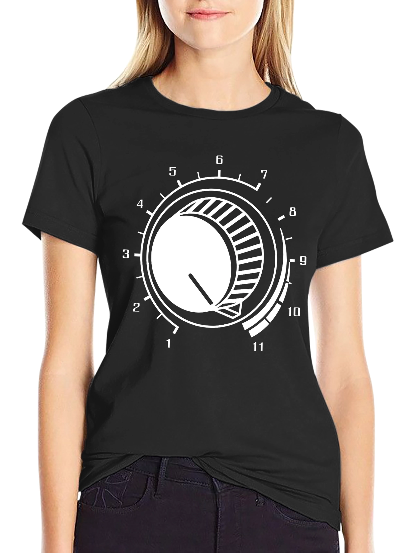 Black T-Shirt with Volume Knob Graphic