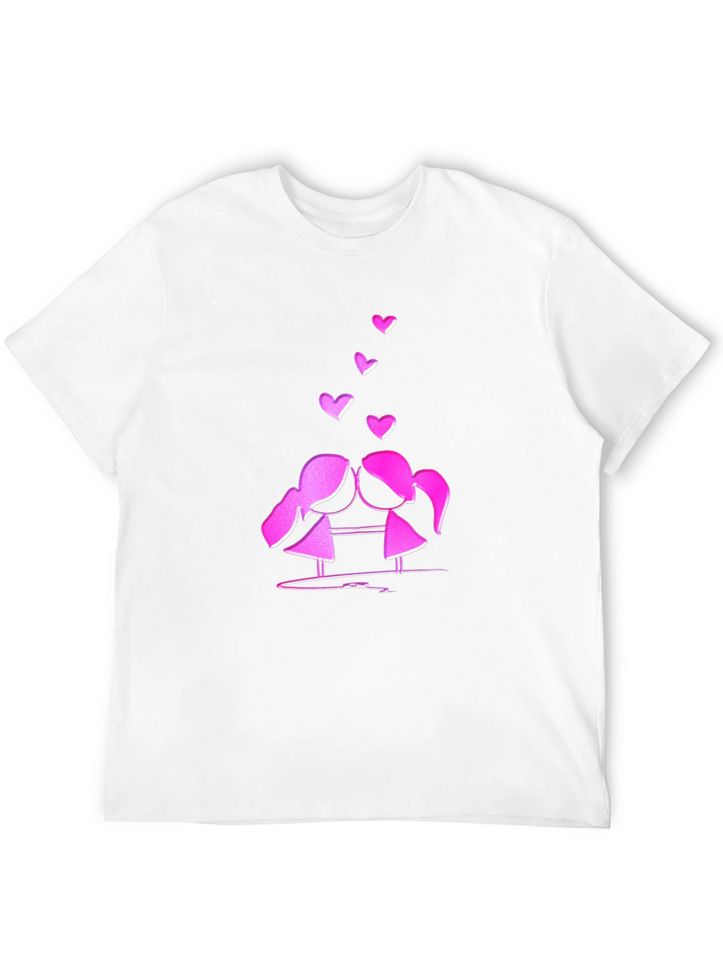 Cute Love T-Shirt - Kissing Girls & Hearts