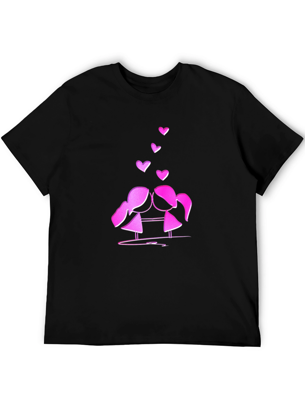Cute Love T-Shirt - Kissing Girls & Hearts