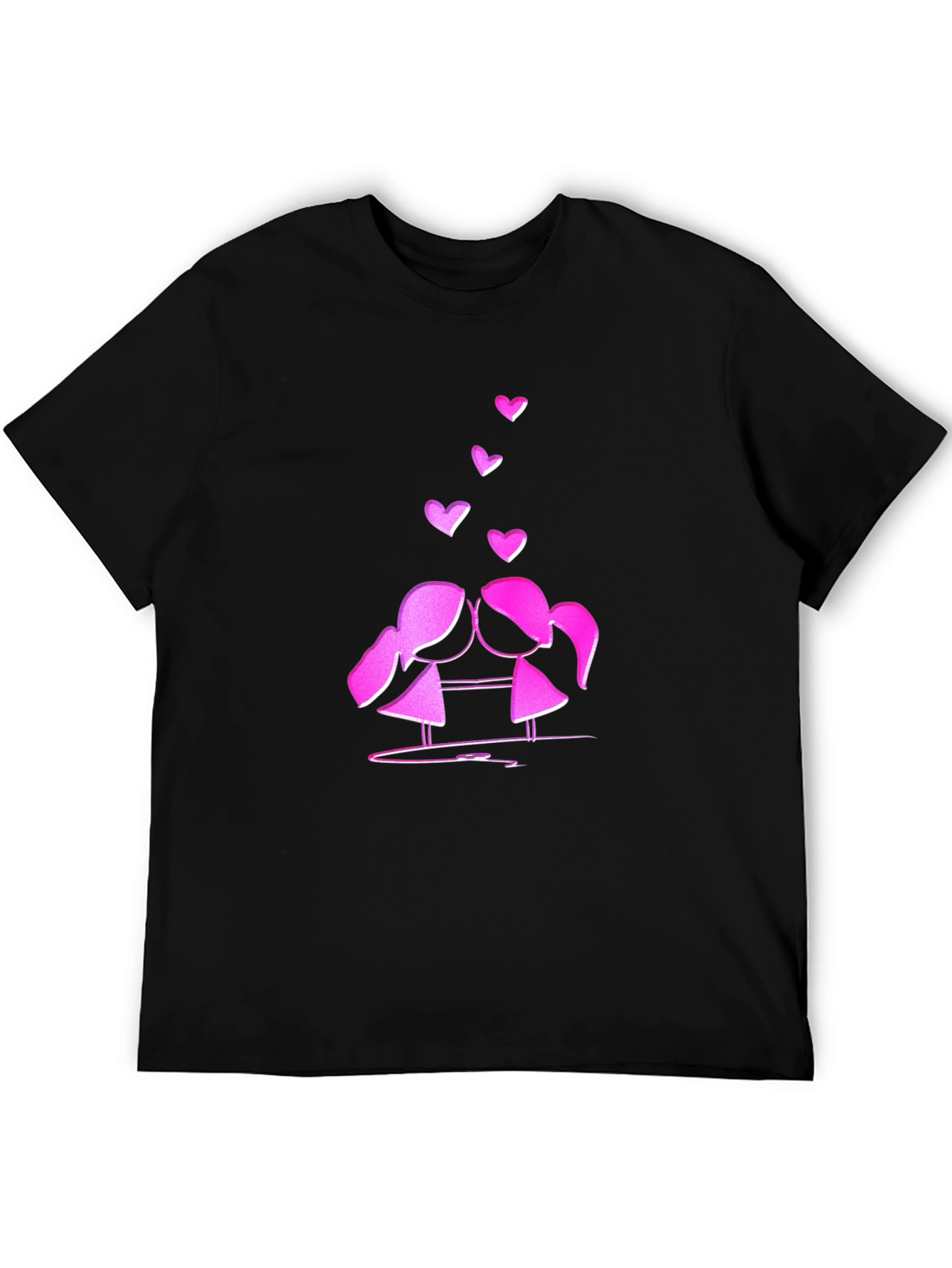 Cute Love T-Shirt - Kissing Girls & Hearts