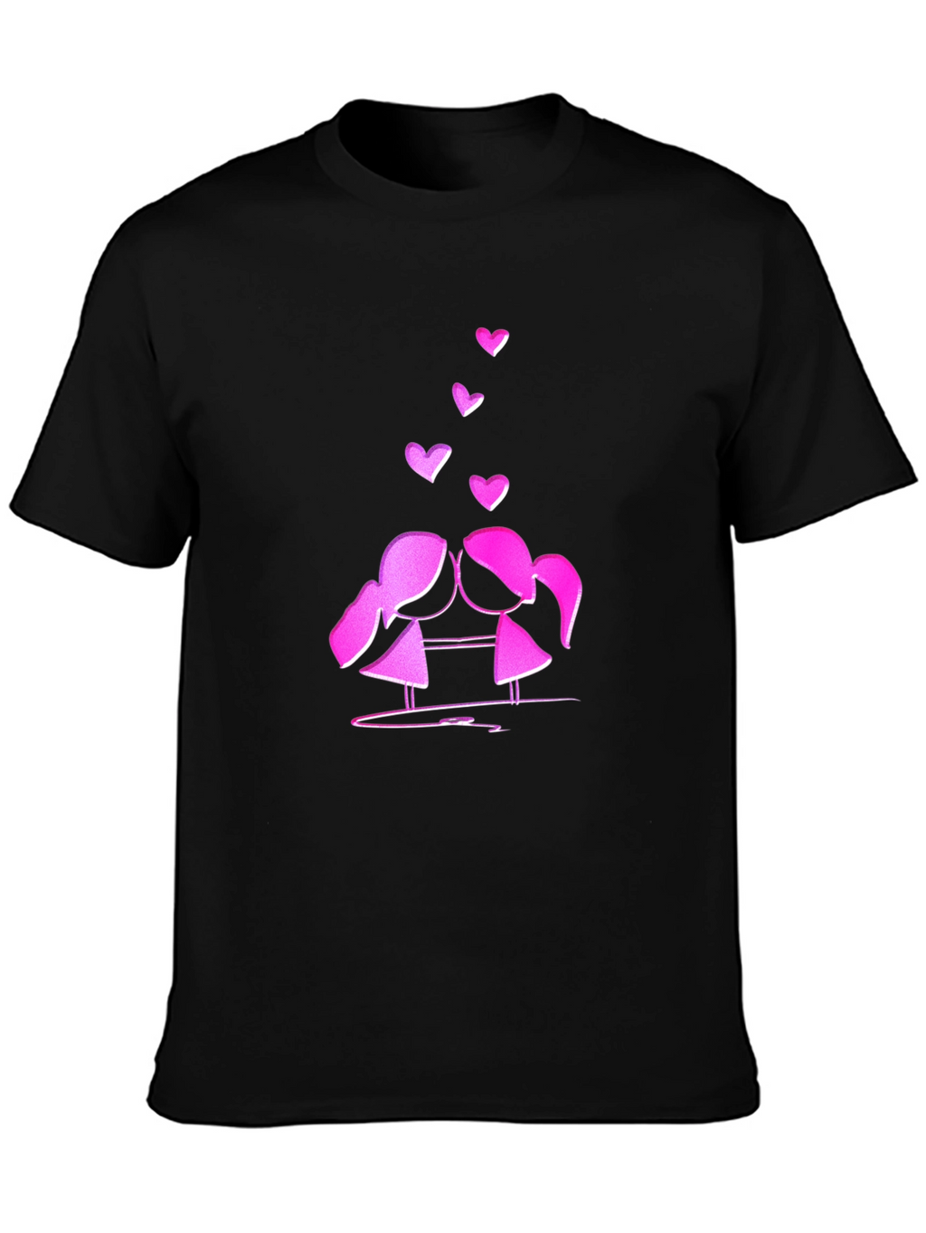 Cute Love T-Shirt - Kissing Girls & Hearts