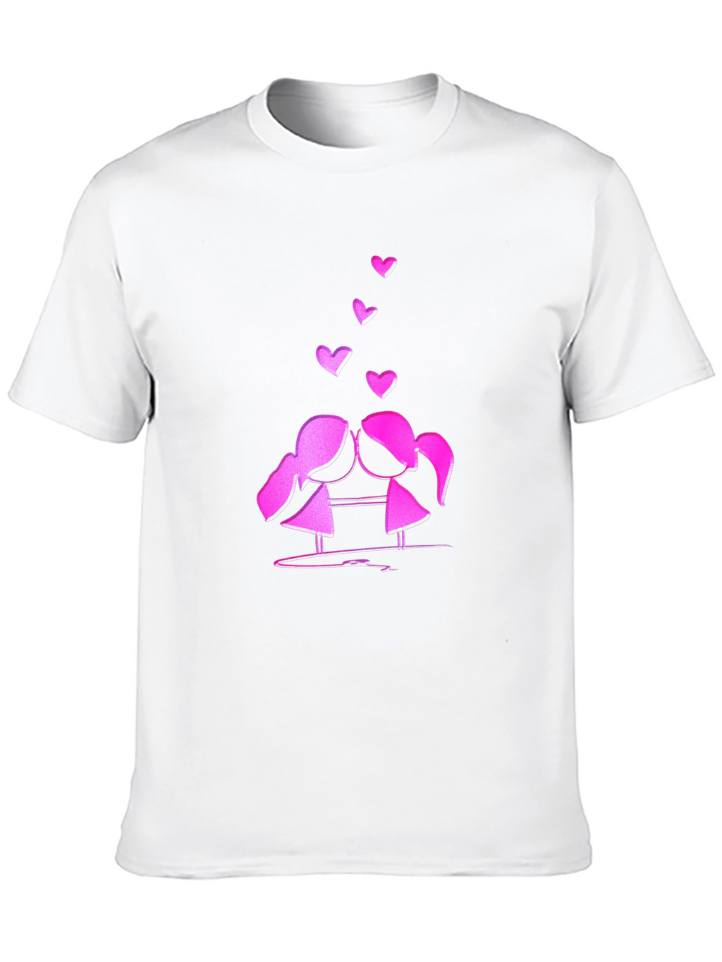 Cute Love T-Shirt - Kissing Girls & Hearts