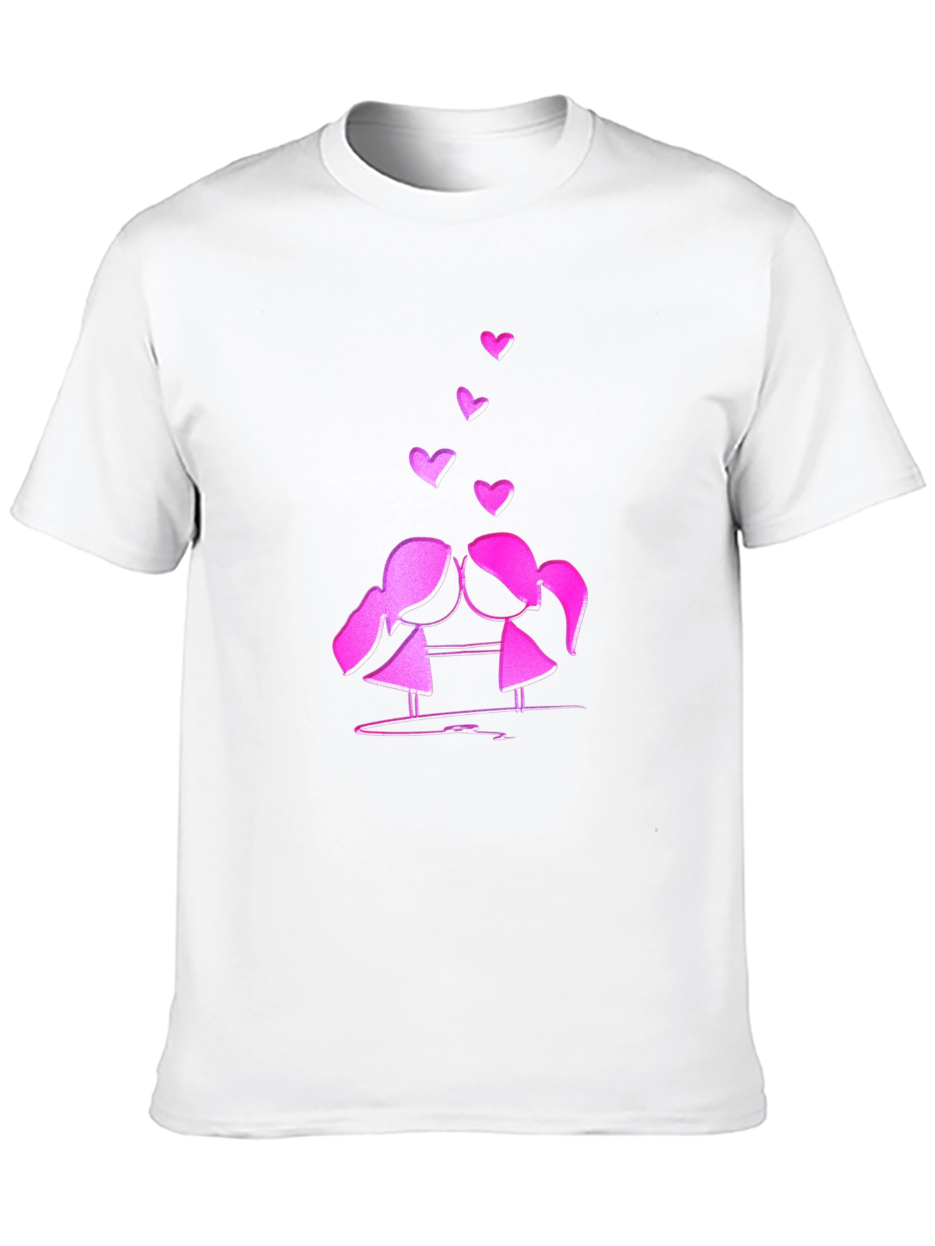 Cute Love T-Shirt - Kissing Girls & Hearts