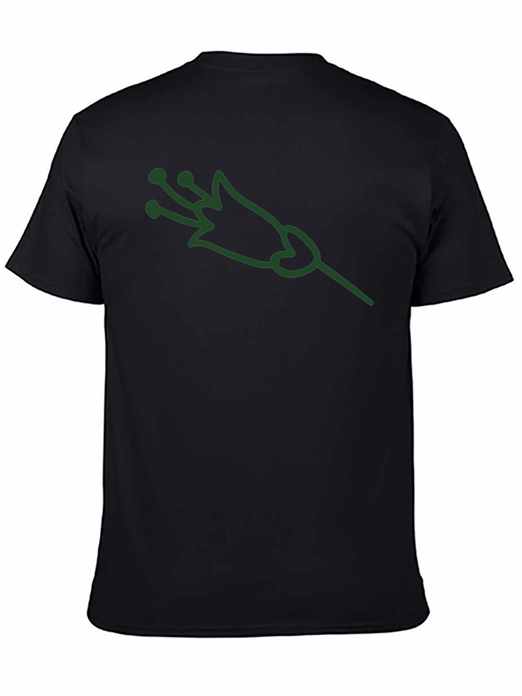 Green Flower Graphic Black T-Shirt