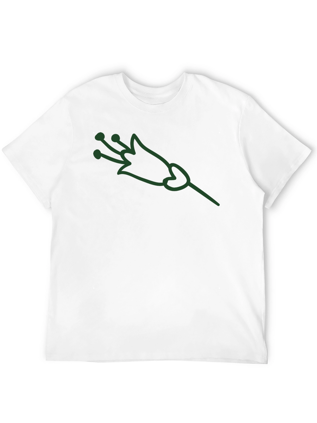 Green Flower Graphic Black T-Shirt