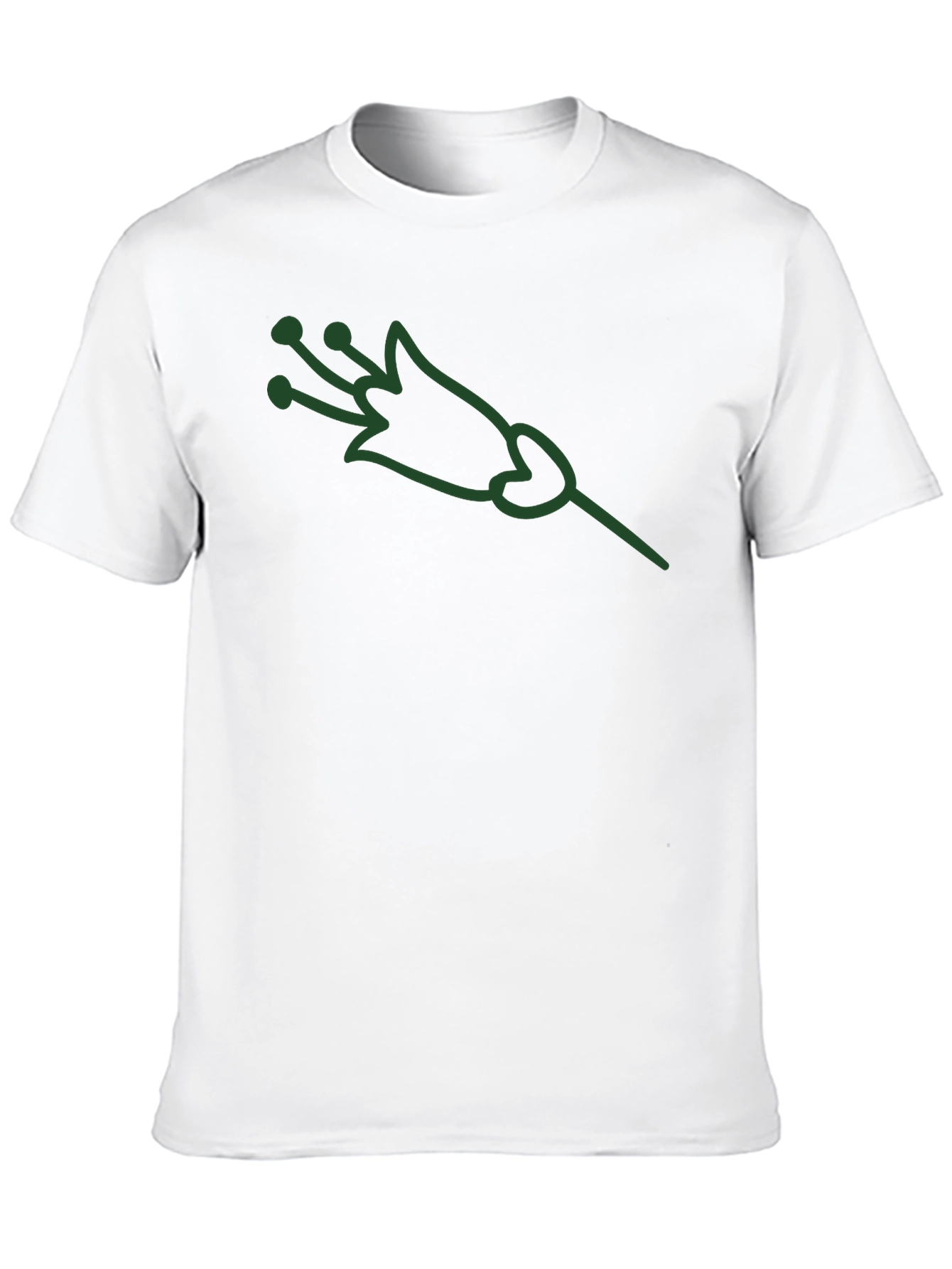Green Flower Graphic Black T-Shirt