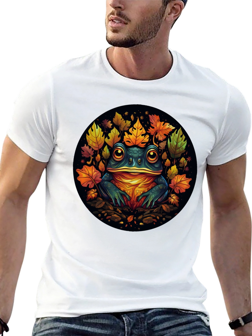 Frog & Leaves Graphic Tee - Unique Nature Design