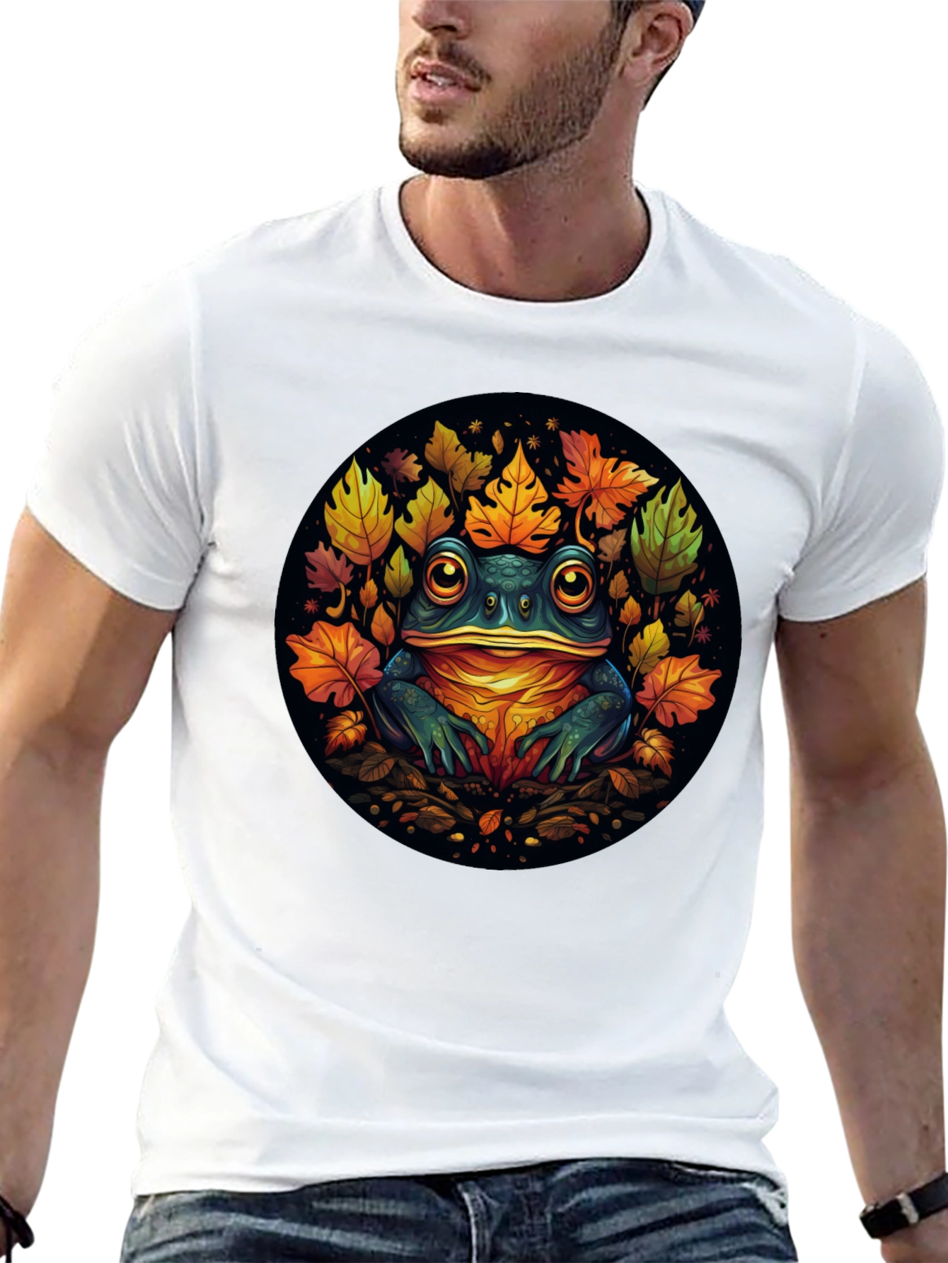 Frog & Leaves Graphic Tee - Unique Nature Design