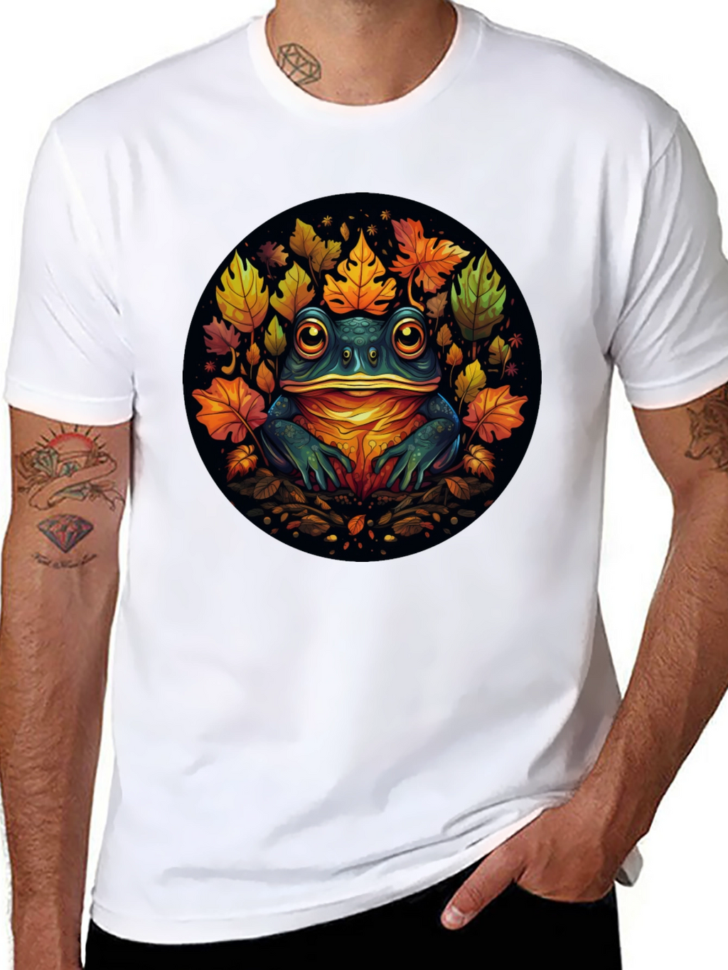 Frog & Leaves Graphic Tee - Unique Nature Design
