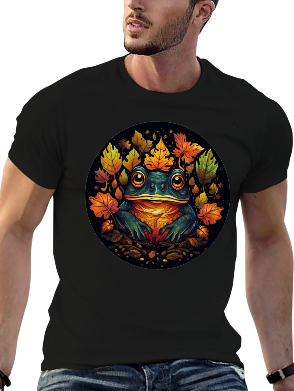 Frog & Leaves Graphic Tee - Unique Nature Design