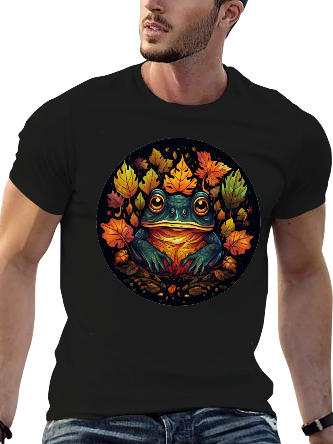 Frog & Leaves Graphic Tee - Unique Nature Design
