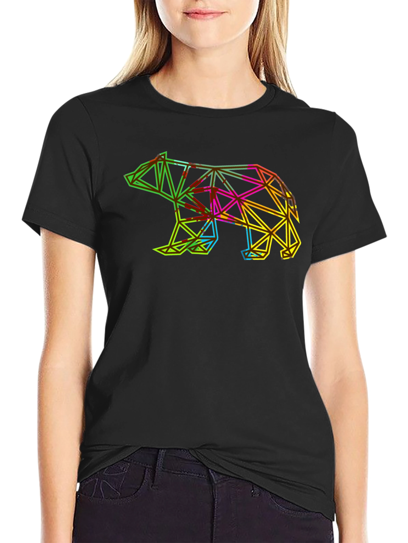 Geometric Bear Graphic Tee - Modern Mens T-Shirt