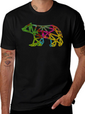 Geometric Bear Graphic Tee - Modern Mens T-Shirt
