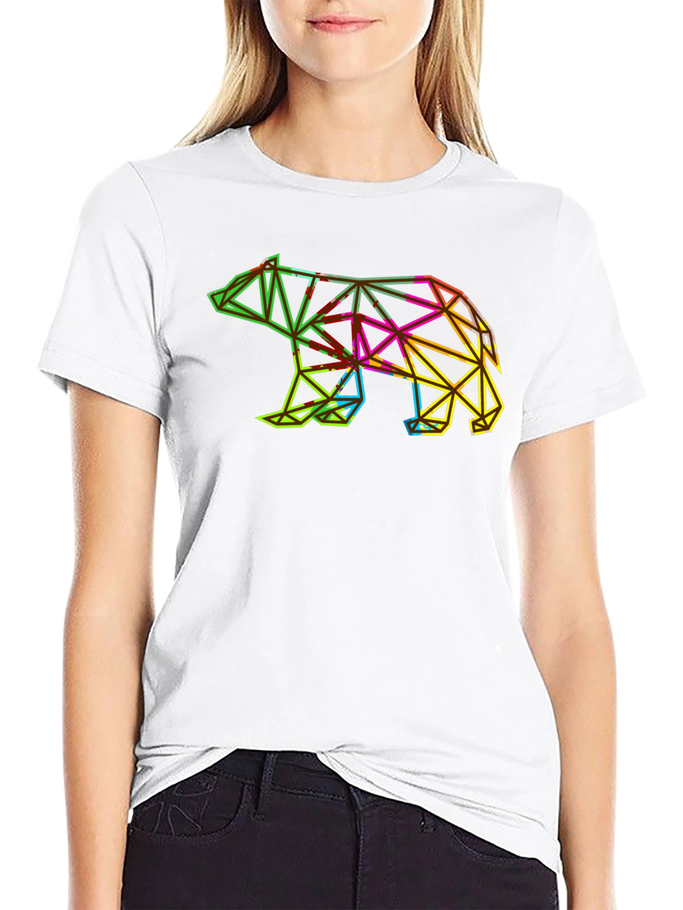 Geometric Bear Graphic Tee - Modern Mens T-Shirt