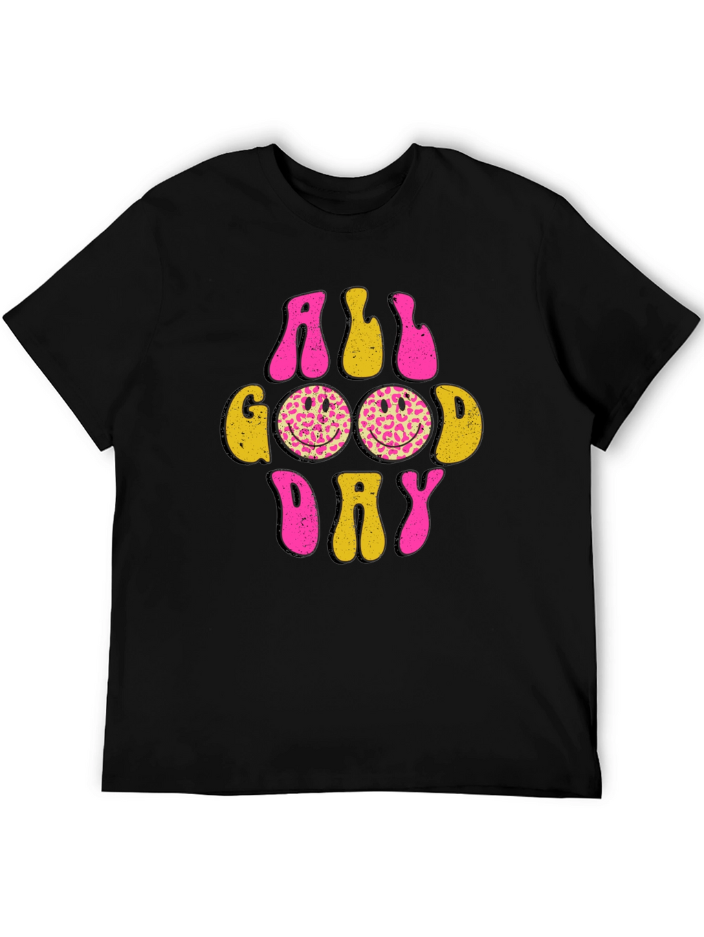 All Good Day Smiley Face Graphic Tee - Black