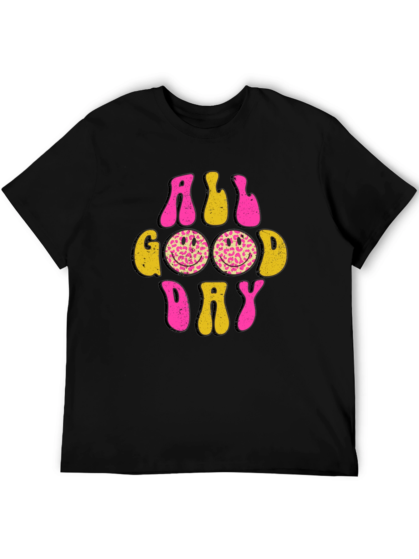 All Good Day Smiley Face Graphic Tee - Black