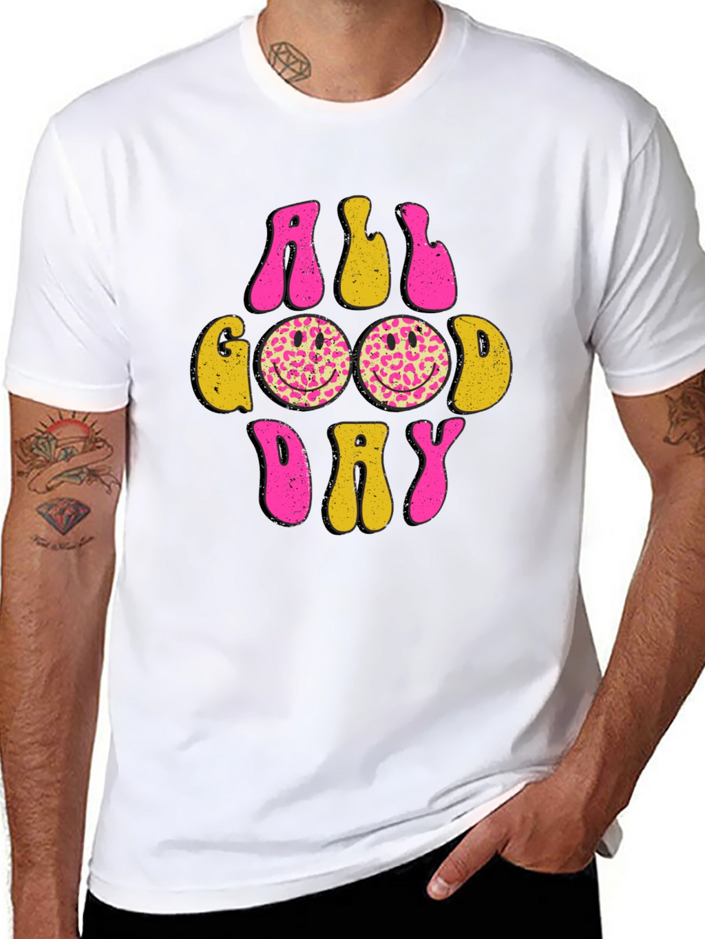 All Good Day Smiley Face Graphic Tee - Black