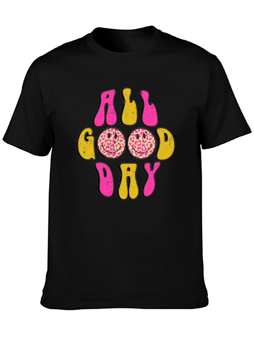 All Good Day Smiley Face Graphic Tee - Black
