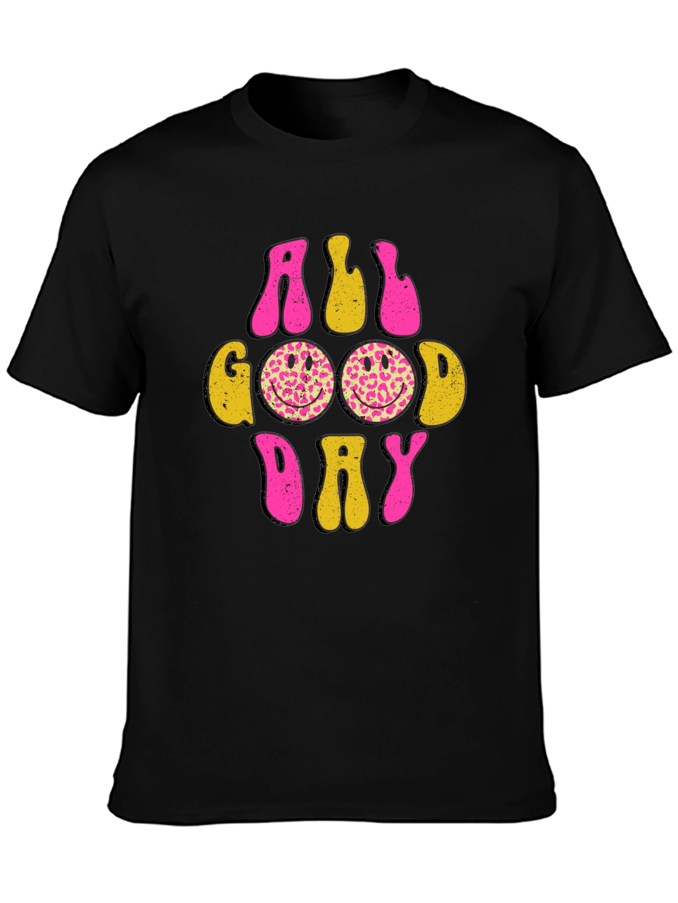 All Good Day Smiley Face Graphic Tee - Black