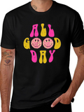 All Good Day Smiley Face Graphic Tee - Black