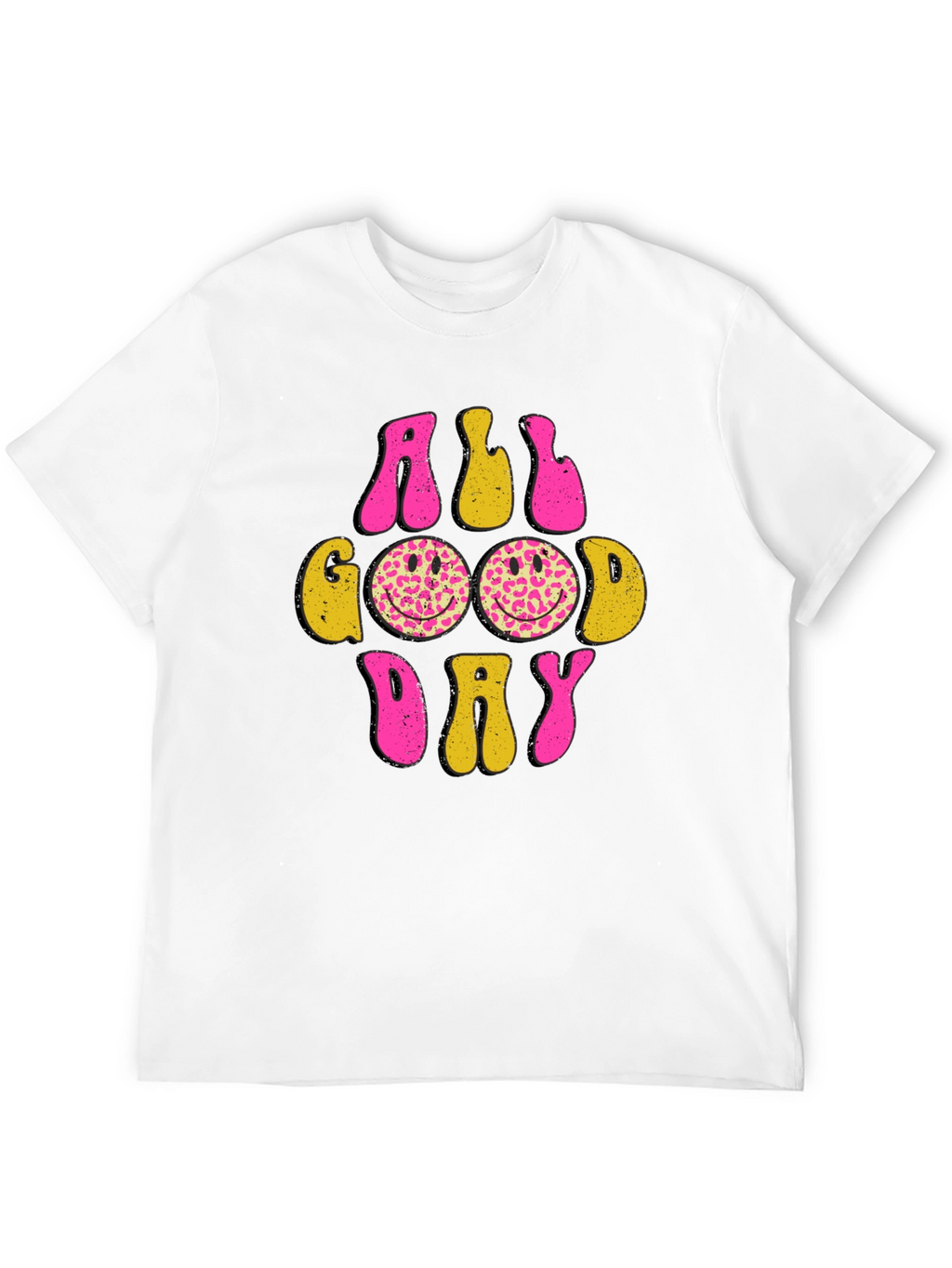 All Good Day Smiley Face Graphic Tee - Black